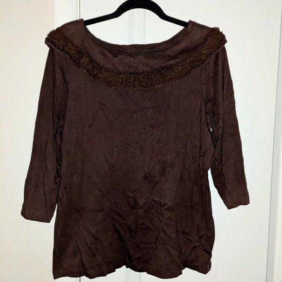 *3 FOR $9* Kim Rogers Woman Plus Size Boat Neck 3/4 Sleeve Fold Over Shirt Top - Picture 1 of 3